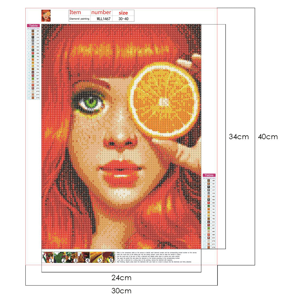 Orange Girl - Full Round Drill Diamond Painting 30*40CM