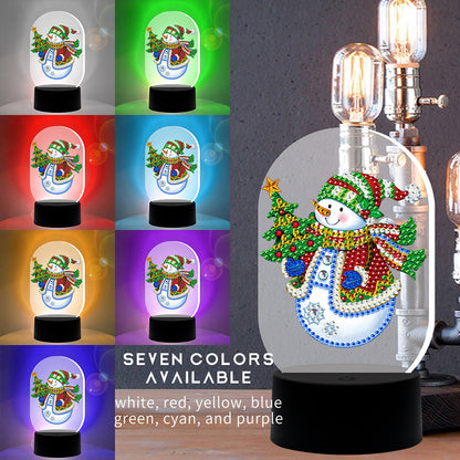 Diamond Painting LED Light DIY Snowman Special Shaped Embroidery Lamps