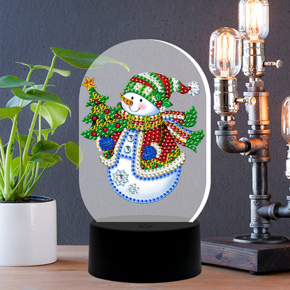 Diamond Painting LED Light DIY Snowman Special Shaped Embroidery Lamps