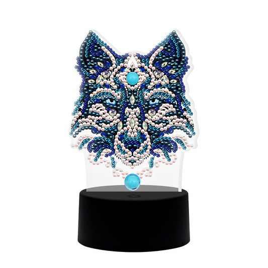 DIY Wolf Diamond Painting LED Light Embroidery Night Lamp Home Desk Decor