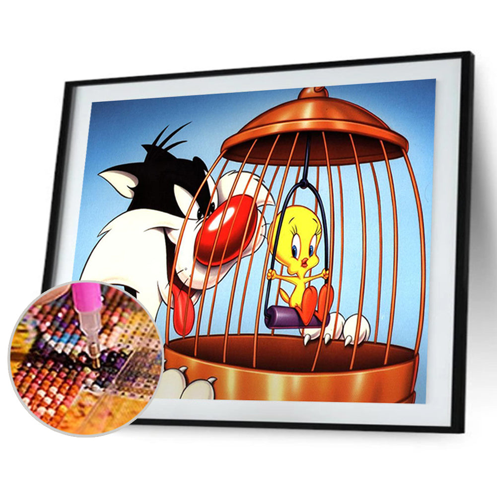 Cat Bird - Full Round Drill Diamond Painting 40*30CM