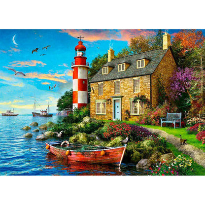 Seaside House - Full Round Drill Diamond Painting 30*40CM