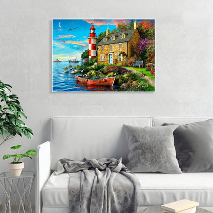 Seaside House - Full Round Drill Diamond Painting 30*40CM