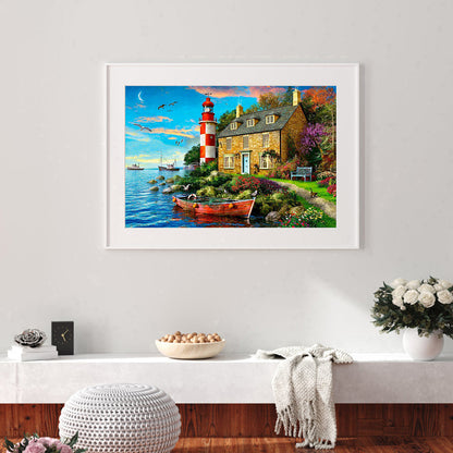 Seaside House - Full Round Drill Diamond Painting 30*40CM