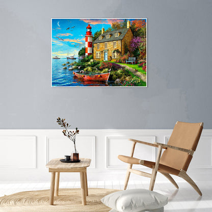 Seaside House - Full Round Drill Diamond Painting 30*40CM