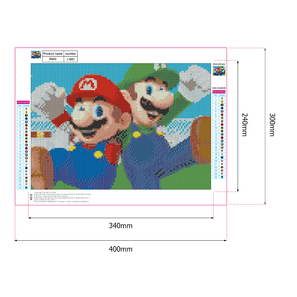 Mario Character - Full Round Drill Diamond Painting 40*30CM