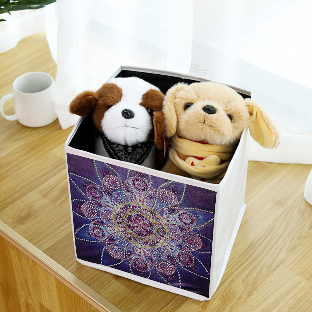 DIY Diamond Painting Flower Pattern Storage Box Organizer Folding Container