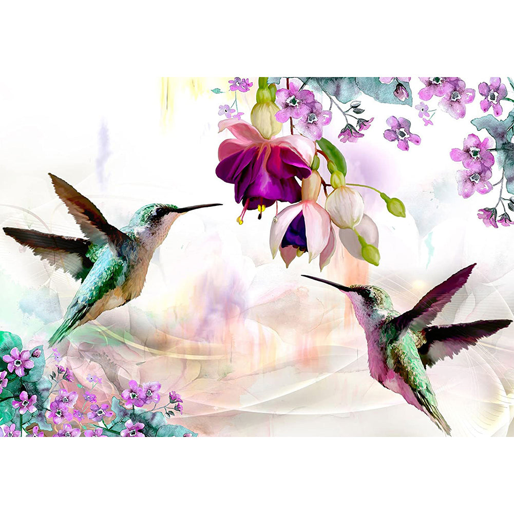 Birds Flowers - Full Round Drill Diamond Painting 40*30CM