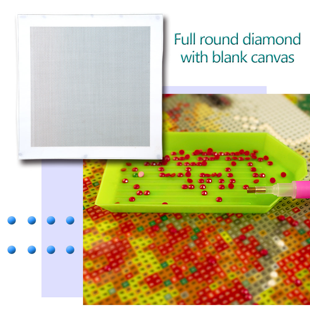 Blank Embroidery Full Round Drill Canvas DIY Diamond Painting (30x30cm)