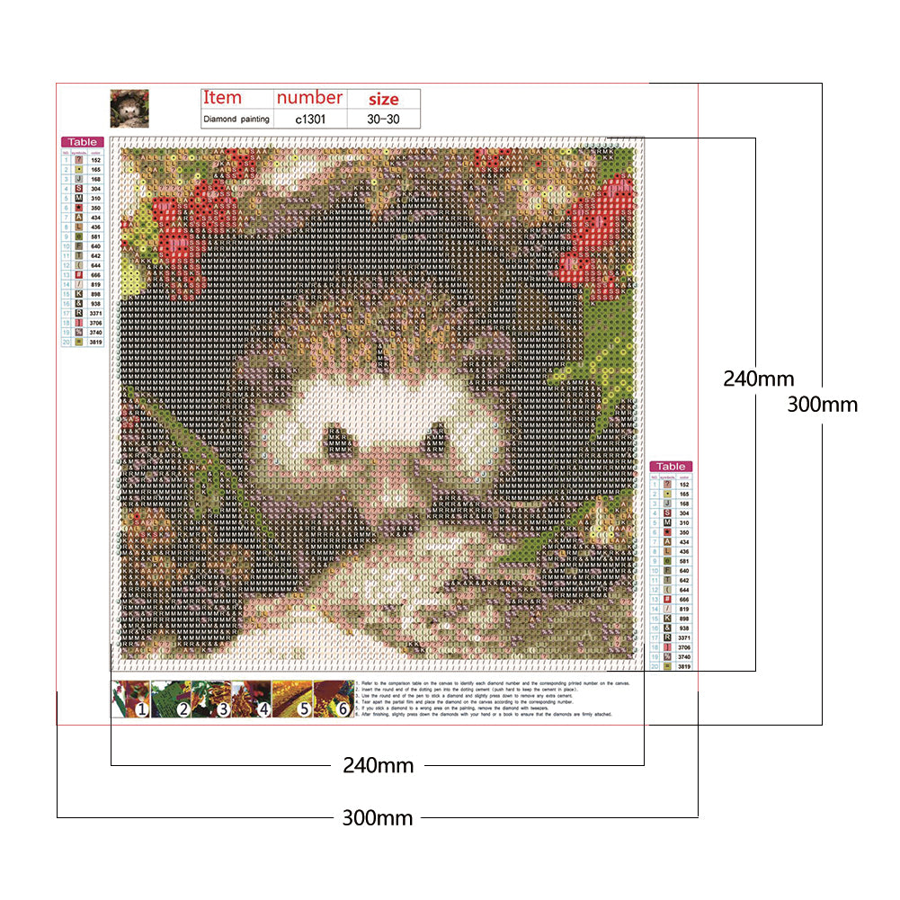 Animal Hedgehog - Full Round Drill Diamond Painting 30*30CM