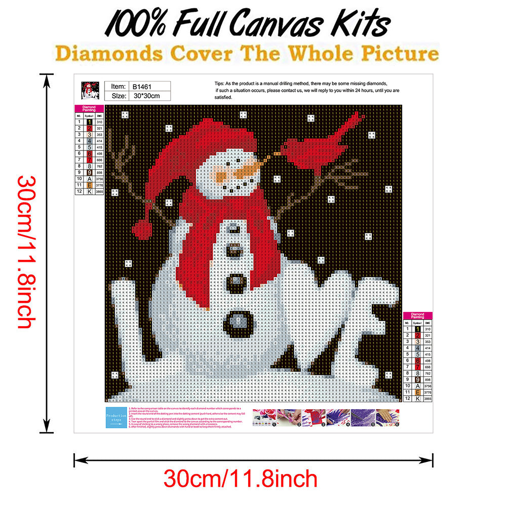 Christmas Snowman - Full Round Drill Diamond Painting 30*30CM