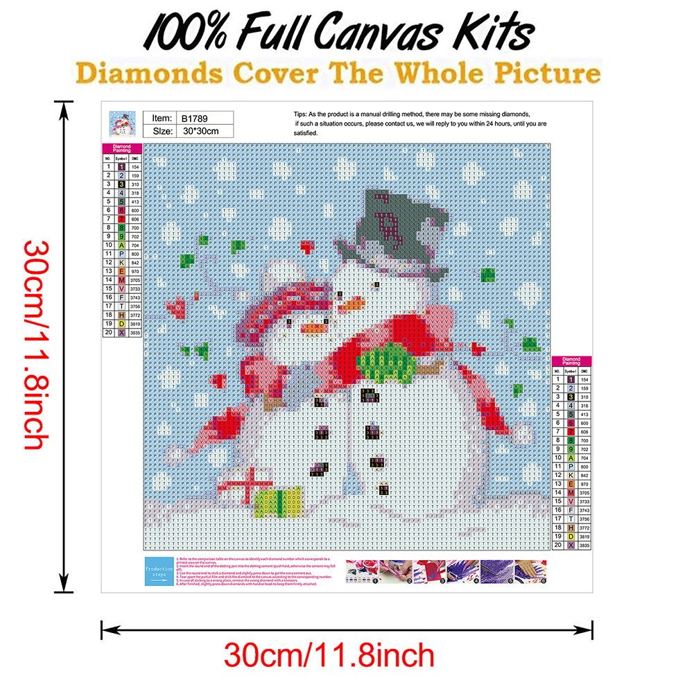 Christmas Snowman - Full Round Drill Diamond Painting 30*30CM