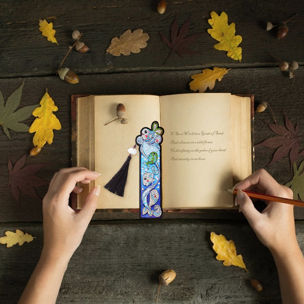 5D DIY Special Shaped Diamond Painting Exquisite Leather Tassel Bookmarks