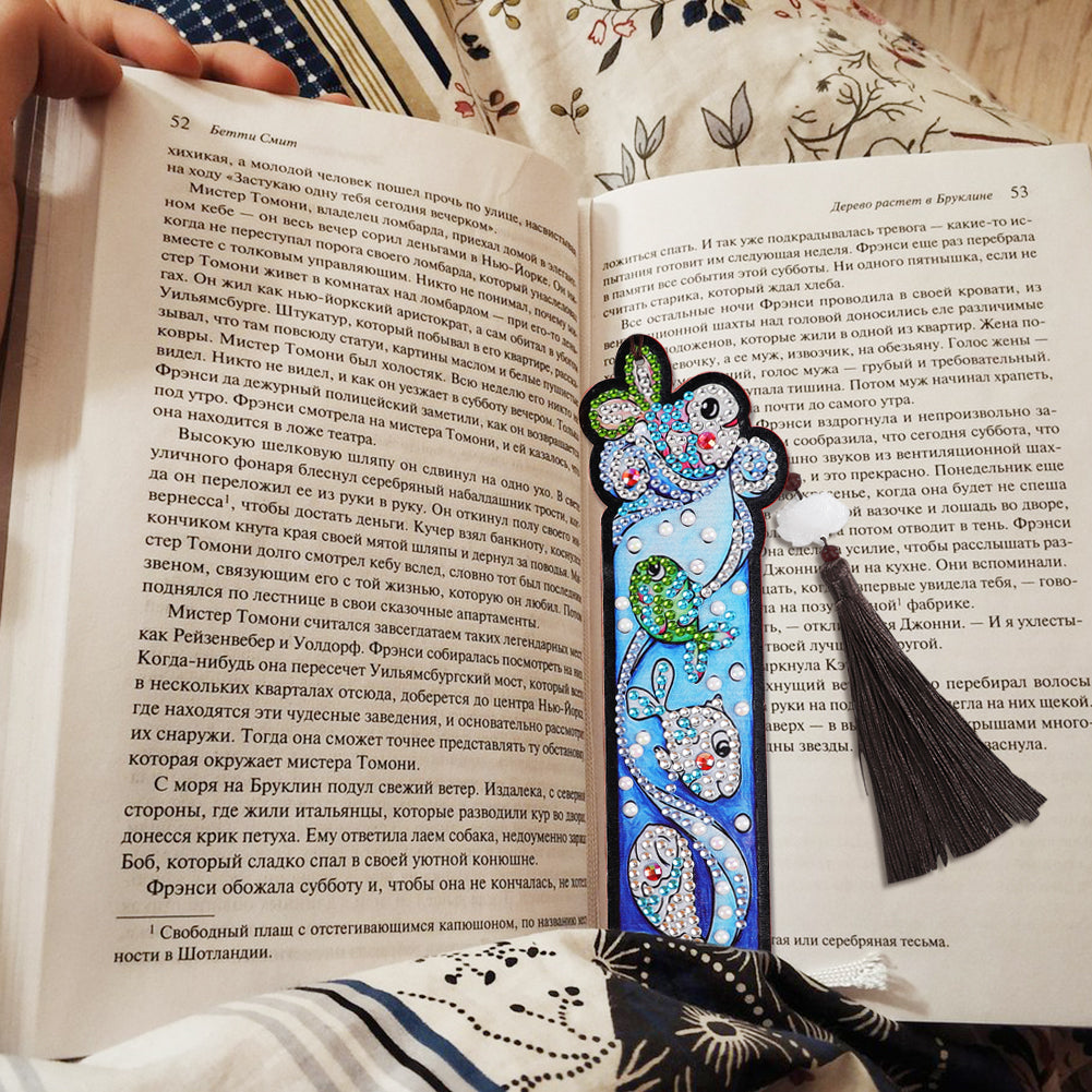 5D DIY Special Shaped Diamond Painting Exquisite Leather Tassel Bookmarks