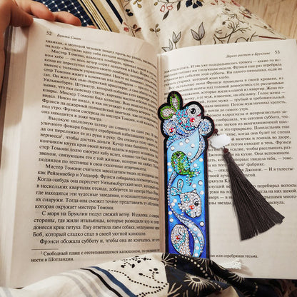 5D DIY Special Shaped Diamond Painting Exquisite Leather Tassel Bookmarks