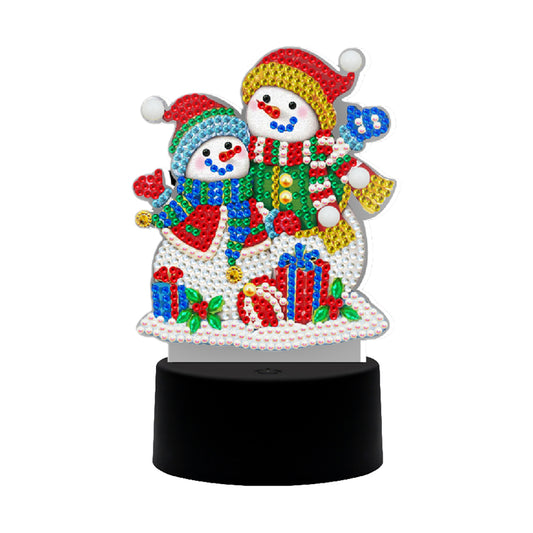 Christmas Snowman LED Lamp DIY Special Shape Diamond Painting Night Light