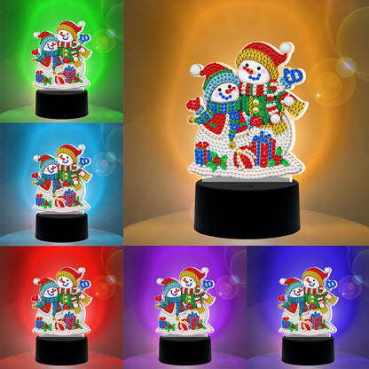 Christmas Snowman LED Lamp DIY Special Shape Diamond Painting Night Light