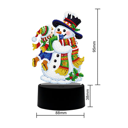 Snowman DIY Special Shape Drill Diamond Painting LED Embroidery Night Light