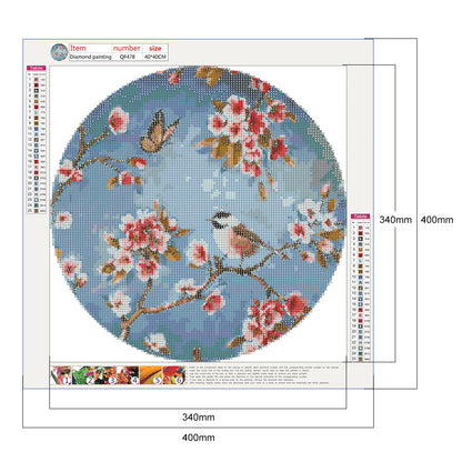 Branch Bird - Full Round Drill Diamond Painting 40*40CM