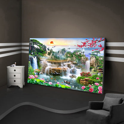 Waterfall Garden - Full Round Drill Diamond Painting 100*40CM