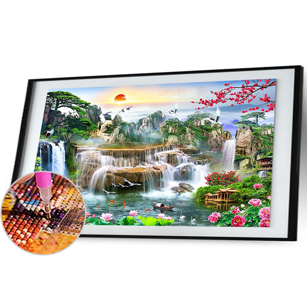 Waterfall Garden - Full Round Drill Diamond Painting 100*40CM