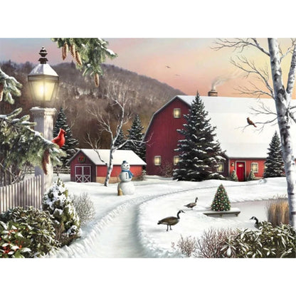 Snow Landscape - Full Round Drill Diamond Painting 50*40CM