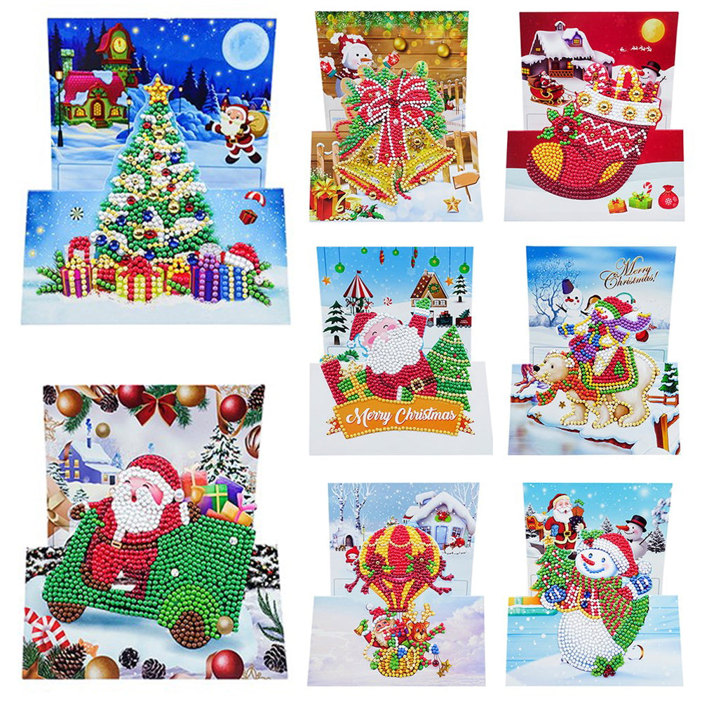 8pcs Special-shaped Diamond Painting Cross Stitch Christmas Greeting Cards