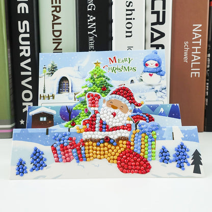 Santa Claus 5D DIY Special Shape Part Drill Diamond Mosaic Greeting Cards