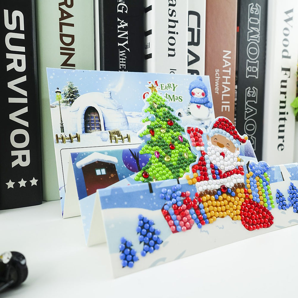 Santa Claus 5D DIY Special Shape Part Drill Diamond Mosaic Greeting Cards