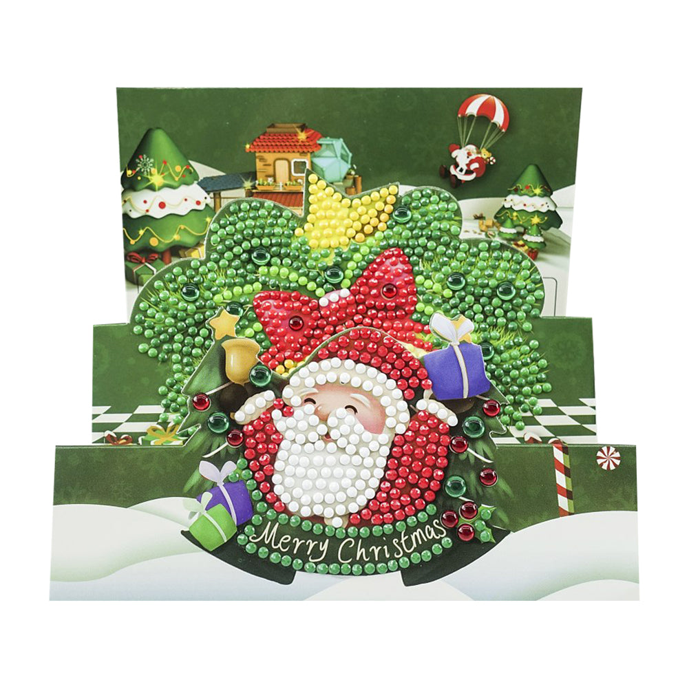 Santa Claus 5D DIY Special Shape Part Drill Diamond Mosaic Greeting Cards