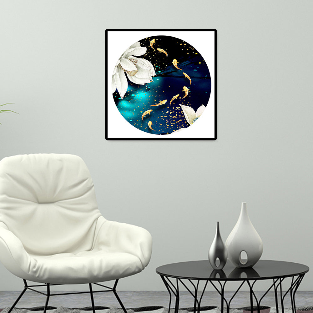 Fish Lotus - Full Round Drill Diamond Painting 40*40CM