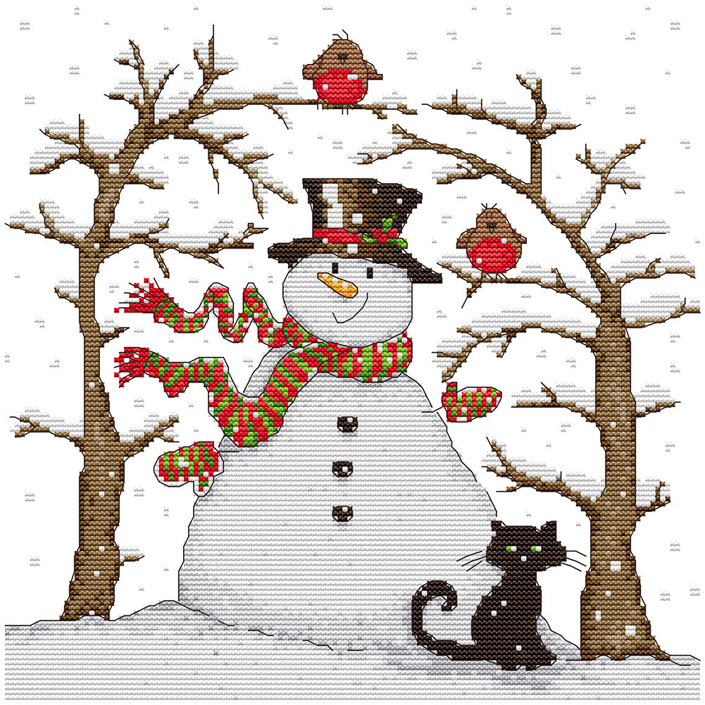 Snowman - 11CT Stamped Cross Stitch 33*33CM