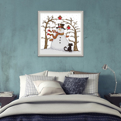 Snowman - 11CT Stamped Cross Stitch 33*33CM