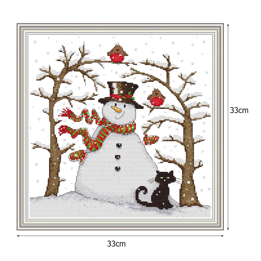 Snowman - 11CT Stamped Cross Stitch 33*33CM