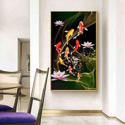 Fish Lotus - Full Round Drill Diamond Painting 45*85CM