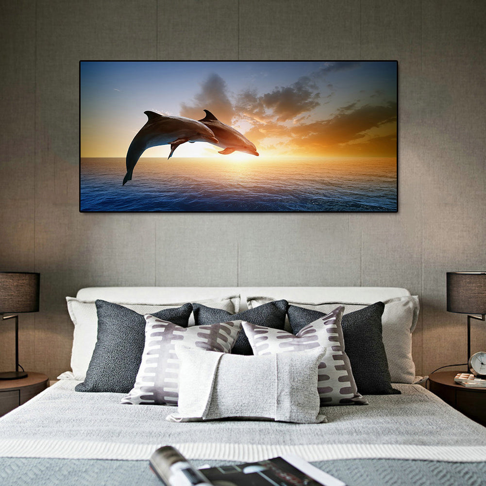 Dolphin - Full Round Drill Diamond Painting 80*40CM