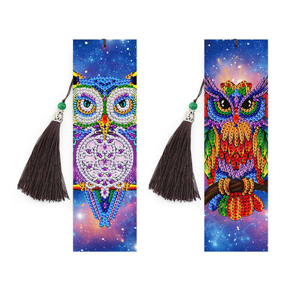 2pcs Birds DIY Special Shaped Diamond Painting Leather Embroidery Bookmark