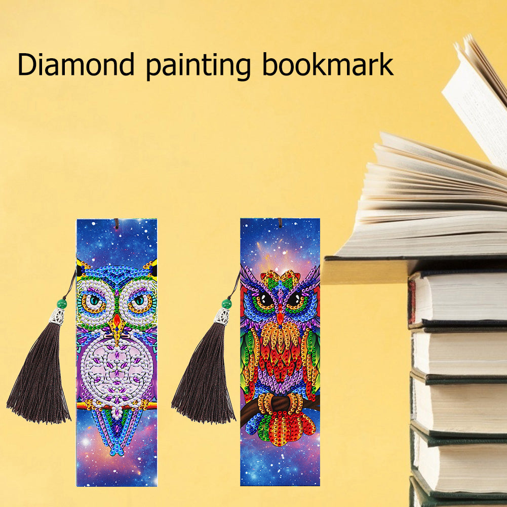 2pcs Birds DIY Special Shaped Diamond Painting Leather Embroidery Bookmark