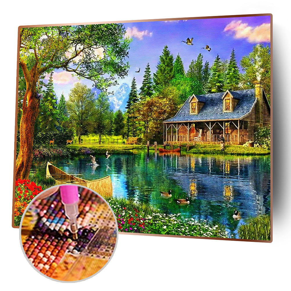 Lake House - Full Square Drill Diamond Painting 50*40CM