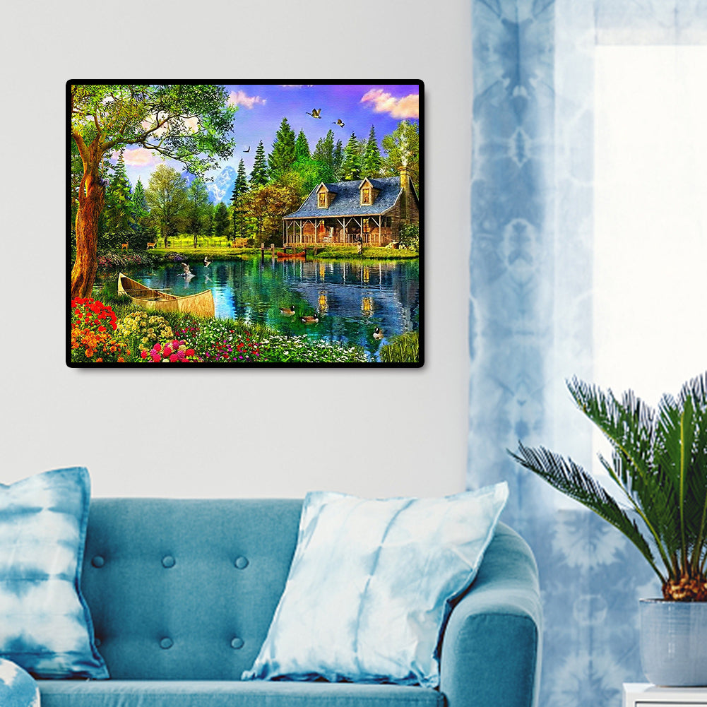 Lake House - Full Square Drill Diamond Painting 50*40CM