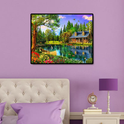 Lake House - Full Square Drill Diamond Painting 50*40CM