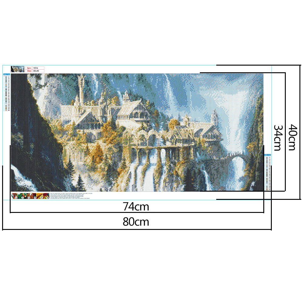 Mountain Scenery - Full Round Drill Diamond Painting 80*40CM