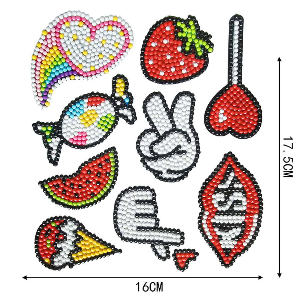 9pcs 5D Fruit Candy Diamond Painting Stickers Kit Rhinestone Bead Cup Decor