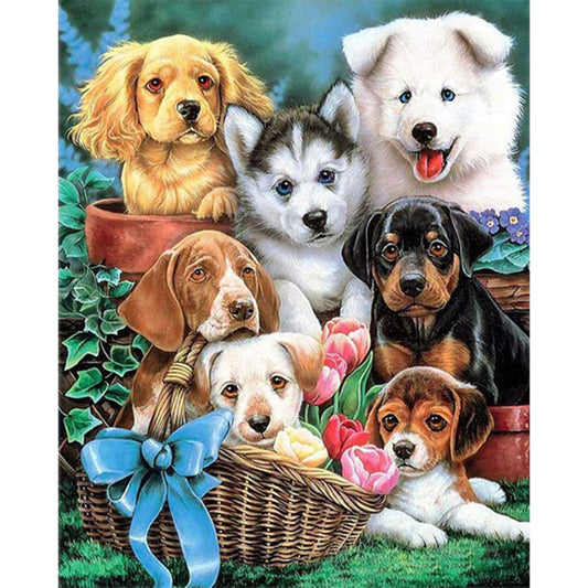 Dogs - Full Round Drill Diamond Painting 30*40CM