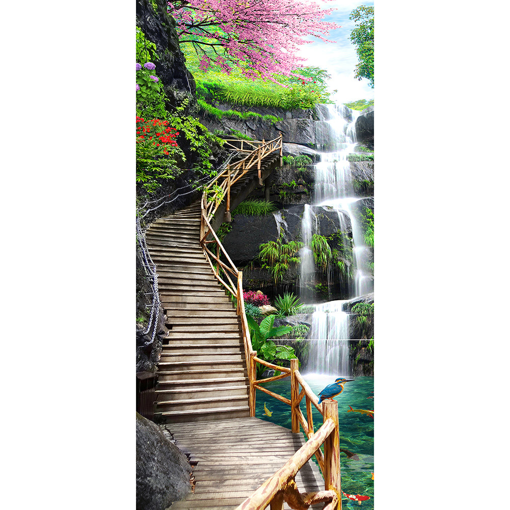 Waterfall Trestle - Full Round Drill Diamond Painting 40*80CM