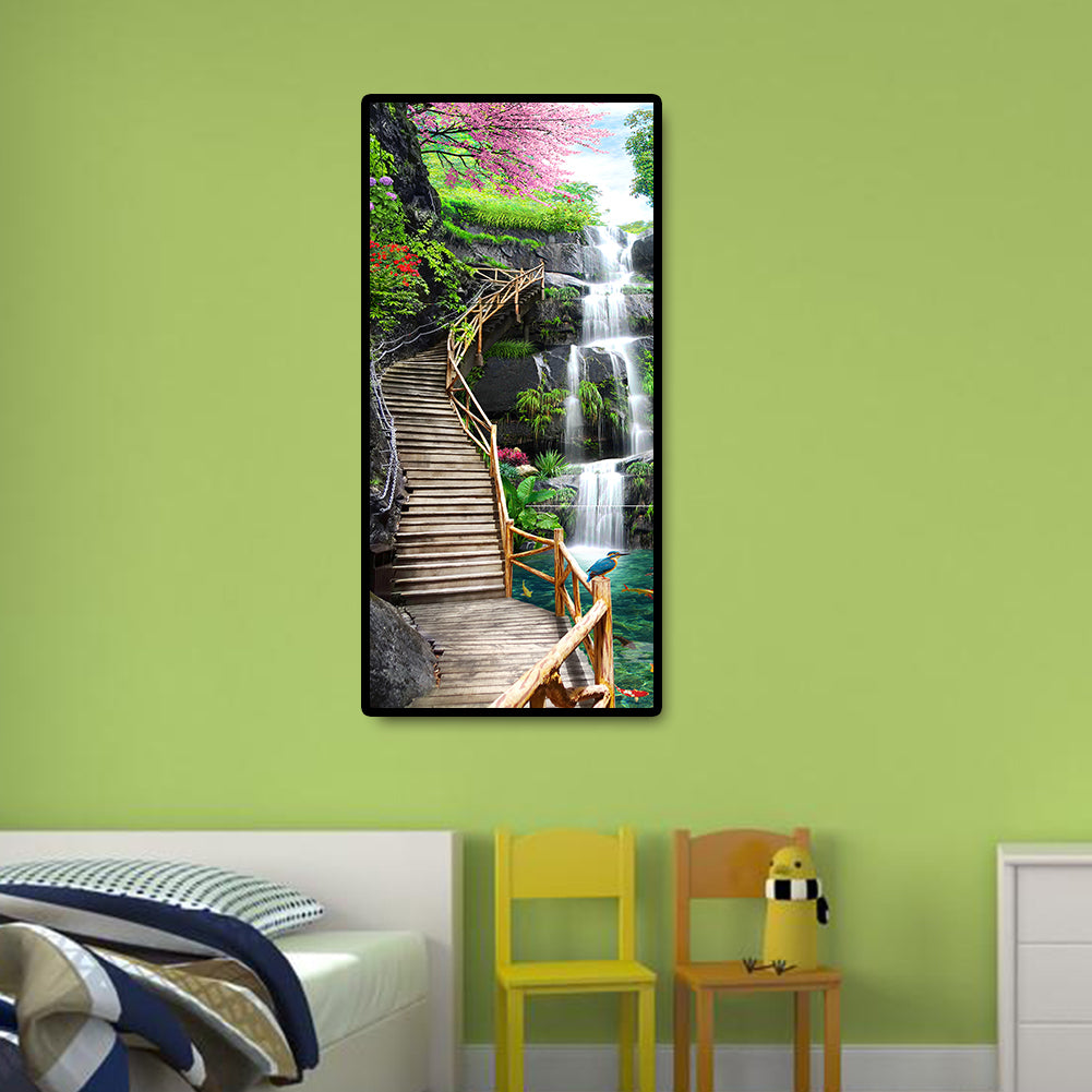 Waterfall Trestle - Full Round Drill Diamond Painting 40*80CM