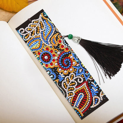 2pcs Mandala 5D DIY Special Shape Diamond Painting Leather Bookmark Tassels