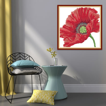 Poppy - 14CT Stamped Cross Stitch 33*33CM