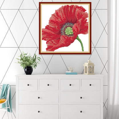 Poppy - 14CT Stamped Cross Stitch 33*33CM