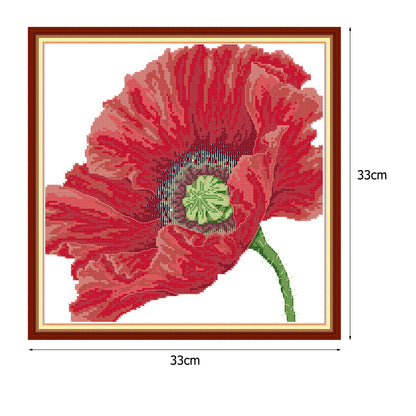 Poppy - 14CT Stamped Cross Stitch 33*33CM